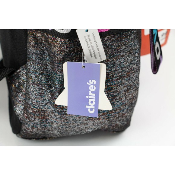 Claire's NWT Multicolor Shiny 15" LOVE Multi-Pocket Backpack w/ Laptop Sleeve - Picture 8 of 10